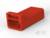 Czerwona, prostokątna część z tworzywa sztucznego z otwartą przestrzenią wewnętrzną po jednej stronie.