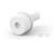 Biały cylindryczny wtyk plastikowy z okrągłą główką i centralnym otworem, sfotografowany na białym tle.