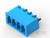 Niebieski plastikowy wtyk z pięcioma gniazdami, o prostokątnym kształcie, z gniazdami rozmieszczonymi bocznie, odpowiedni do połączeń elektronicznych.
