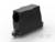 Czarna prostokątna obudowa z zaokrąglonymi krawędziami i śrubą mocującą, prawdopodobnie element elektryczny.