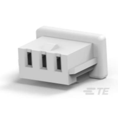 Biały, trójbiegunowy złącz elektryczny o prostokątnym kształcie, odpowiedni do urządzeń elektronicznych lub instalacji elektrycznych.