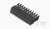 Czarny złącze z wieloma pinami ułożonymi w dwóch rzędach, zorientowane bocznie. Odpowiednie do połączeń elektronicznych.