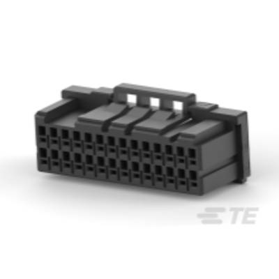 Czarny, prostokątny elektryczny złącze wtykowe z wieloma stykami, odpowiednie do zastosowań przemysłowych.