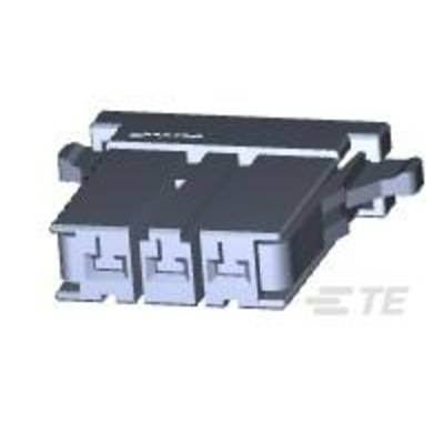 Czarny, plastikowy wtyk z trzema stykami ułożonymi w rzędzie, prawdopodobnie przeznaczony do urządzeń elektronicznych lub połączeń.