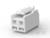 Biały, modularny złącz wtykowy z dwiema kwadratowymi otworami, często stosowany w okablowaniu sieciowym.
