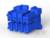 Niebieskie, składane moduły z tworzywa sztucznego z złączkami, prawdopodobnie przeznaczone do zastosowań elektrycznych lub zarządzania kablami.