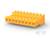 Żółty wtyk z tworzywa sztucznego z wieloma rzędami styków, prawdopodobnie element elektrycznego systemu połączeniowego.