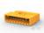 Żółty elektryczny złącz wielostykowy, pokazany w perspektywie z boku.