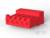 Czerwony, prostokątny element łączący z wieloma gniazdami, umieszczony na białym tle. Odpowiedni do zastosowań technicznych.
