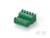 Zielony moduł wtykowy z pięcioma zaciskami przyłączeniowymi, prawdopodobnie do połączeń elektrycznych, na białym tle.