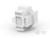 Biały, sześcienny wkład z tworzywa sztucznego z prostokątnym otworem, prawdopodobnie element części do zastosowań technicznych lub elektrycznych.