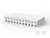 Długi, prostokątny, biały obiekt z regularnymi wgłębieniami z jednej strony, przypominający wtyczkę lub złącze.