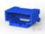 Niebieski wtyk elektryczny o prostokątnym kształcie z pięcioma złotymi stykami. Odpowiedni do zastosowań technicznych lub elektronicznych.