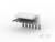 Biały, prostokątny złącz z sześcioma metalowymi stykami wystaje w dół. Jest stosowany w obwodach elektronicznych.