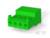 Zielony plastikowy wtyk w kształcie prostokąta, często stosowany do łączenia elementów elektronicznych.