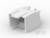 Biały adapter wtykowy z tworzywa sztucznego. Ma kwadratowy kształt z dwoma równoległymi nacięciami na górnej powierzchni.