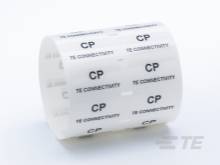Biała rolka z czarnym nadrukiem 'CP TE CONNECTIVITY'.