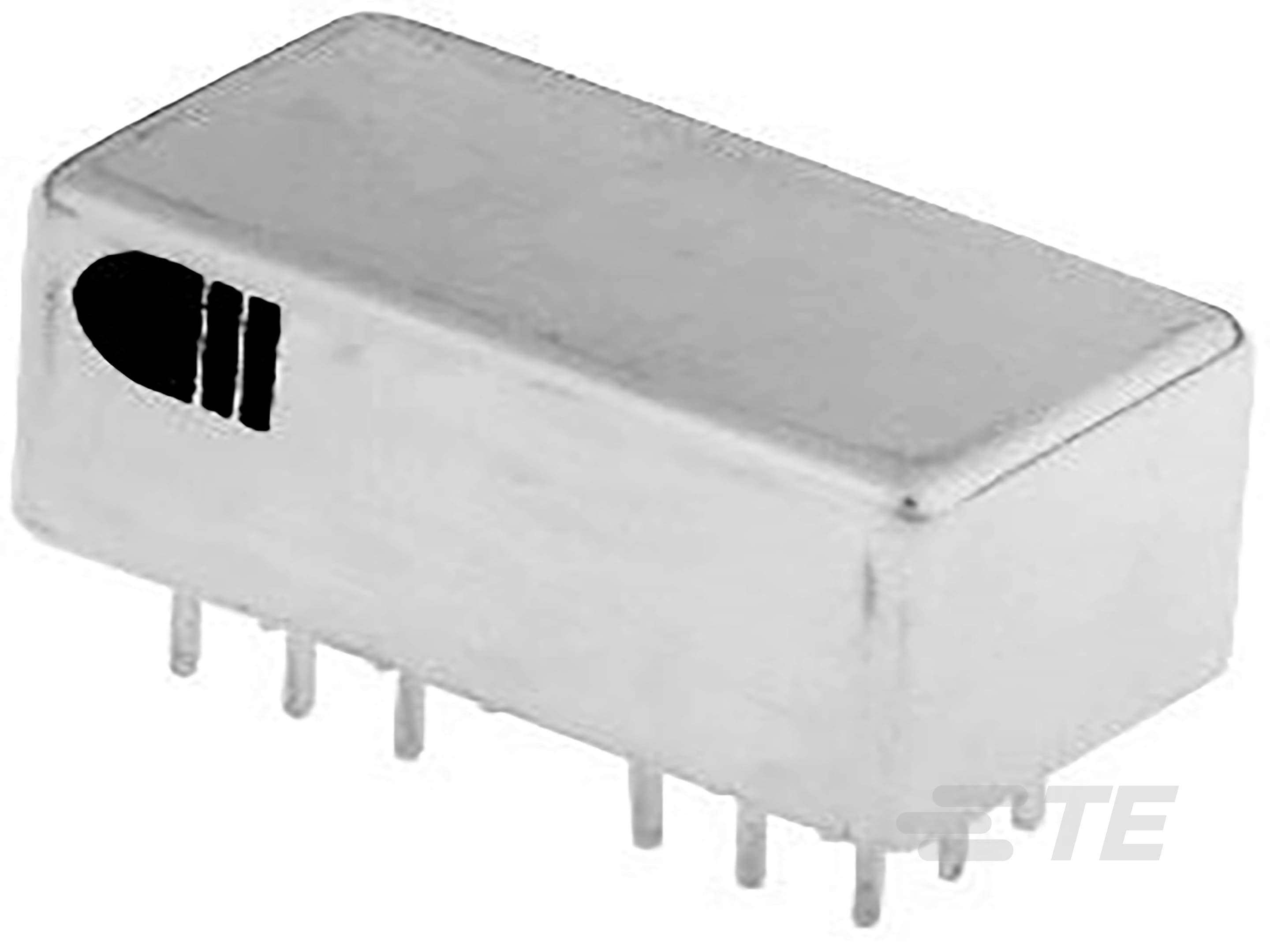 Prostokątna metalowa obudowa z wieloma stykami przyłączeniowymi od spodu, prawdopodobnie element elektroniczny.