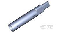 Srebrny cylindryczny metalowy pręt zakończony prostokątem, prawdopodobnie element techniczny lub narzędzie.