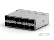 Szary przełącznik sieciowy z wieloma portami Ethernet, przeznaczony do użytku w centrach danych do zarządzania danymi.