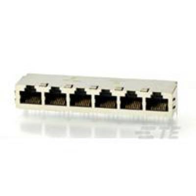 Przełącznik sieciowy z wieloma portami Ethernet ułożonymi w rzędzie, przeznaczony do przewodowych połączeń internetowych w biurze.