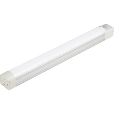Świetlówka LED w białej obudowie, podłużna i cylindryczna, typowa do oświetlenia biur lub pomieszczeń mieszkalnych.