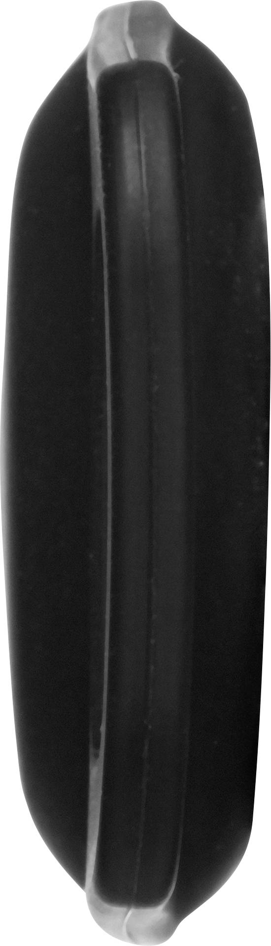 Czarny gumka do włosów, widziana z boku.