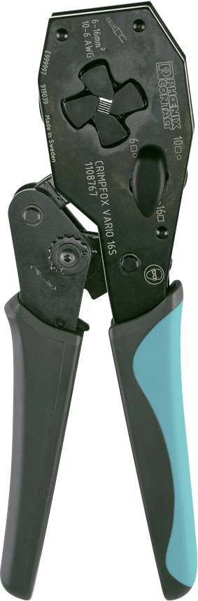 Szczypce z czarnymi uchwytami i zielonym akcentem, odpowiednie do zaciskania kabli.