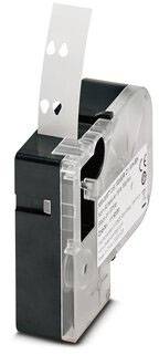 Czarny model wkładu atramentowego z przezroczystą obudową posiada wycięcia na górnej powierzchni.