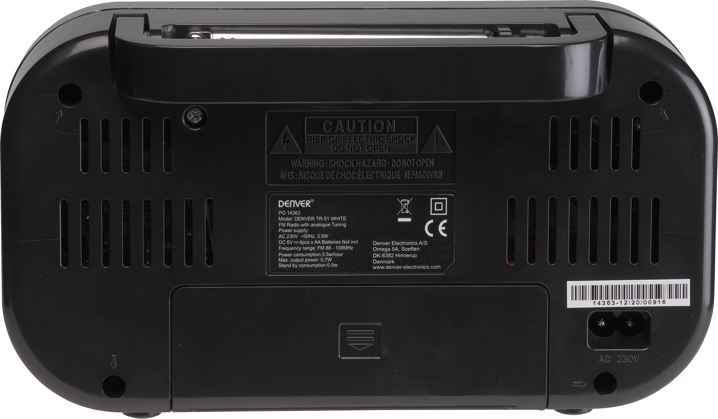 Кухонне радіо Denver TR-51 з лічильником хвиль (УКХ), білий колір