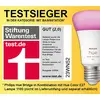 Zwycięzca testu w kategorii: Z basestation. Stiftung Warentest Dobry (2,0). Lampa Philips Hue White and Color Ambiance E27 1100.