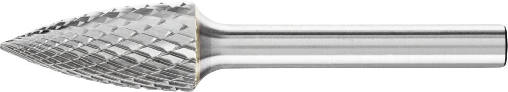 Stożkowa głowica szlifierska metalowa do obróbki powierzchni, z drobnymi rowkami do prac precyzyjnych.