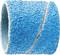 Niebieska taśma szlifierska z szorstkiej, ziarnistej powierzchni.