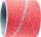 Czerwony, gruby pas szlifierski w kształcie cylindrycznym, widziany z boku. Używany głównie do szlifowania drewna lub metalu.