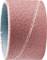 Różowy pierścień taśmy szlifierskiej z teksturowaną powierzchnią i skośnymi szwami.