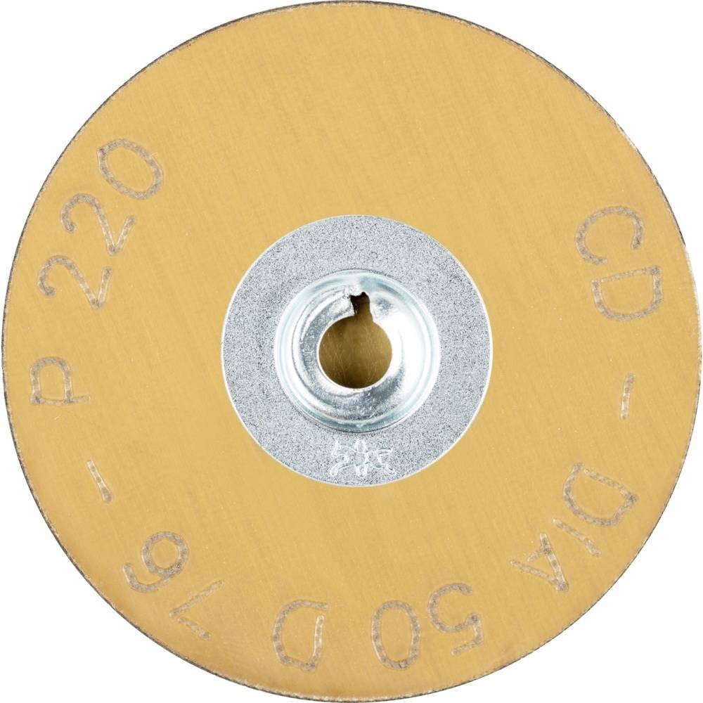 Tarcza ścierna z napisem 'CD DIA 50 D 76 P 220', przedstawiająca okrągłą, pomarańczową powierzchnię z centralnym mocowaniem metalowym.