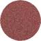 Owalny, czerwony dysk szlifierski o grubym ziarnie, przeznaczony do szlifierek stosowanych w obróbce drewna.