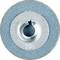 Okrągłe narzędzie ścierne z metalowym środkiem i niebieską powierzchnią ścierną, widziane z góry.