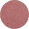 Okrągły czerwony papier ścierny, równomiernie teksturowany, do prac wyrównawczych na powierzchniach drewnianych lub metalowych.