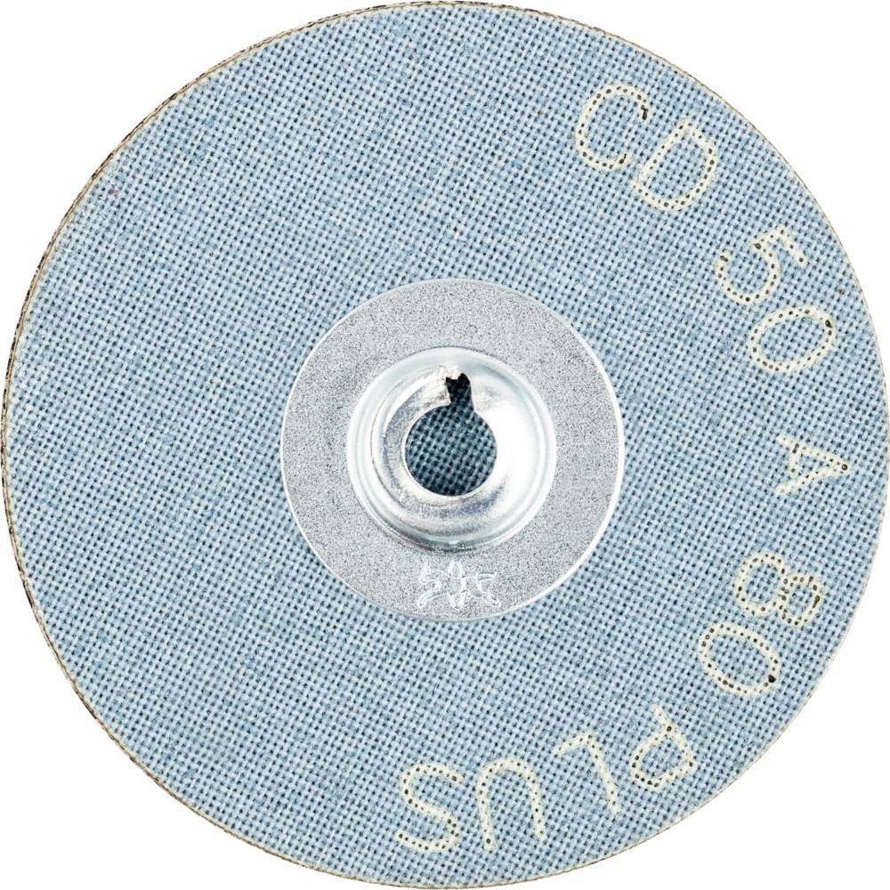 Tarcza szlifierska w zbliżeniu, niebieska z napisem 'CD 50 A 80 PLUS', centryczny otwór metalowy.