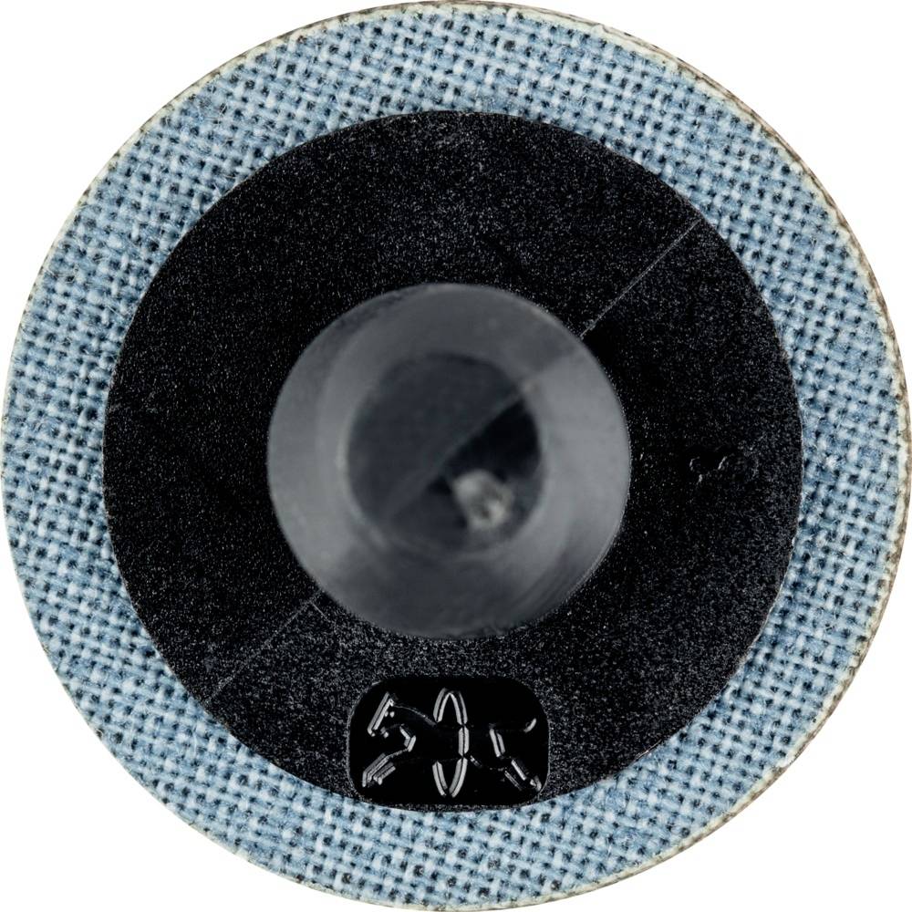 Zbliżenie niebieskiego mikrofonu z czarną siatką, umieszczonego centralnie na szarym tle.