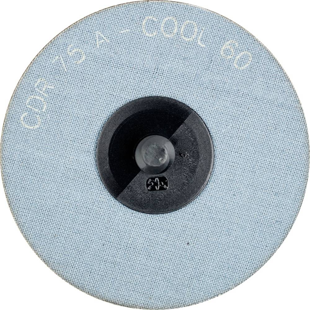 Okrągła drobnoziarnista tarcza szlifierska z napisem 'CDR 75 A - COOL 60' pośrodku, na szarym tle.