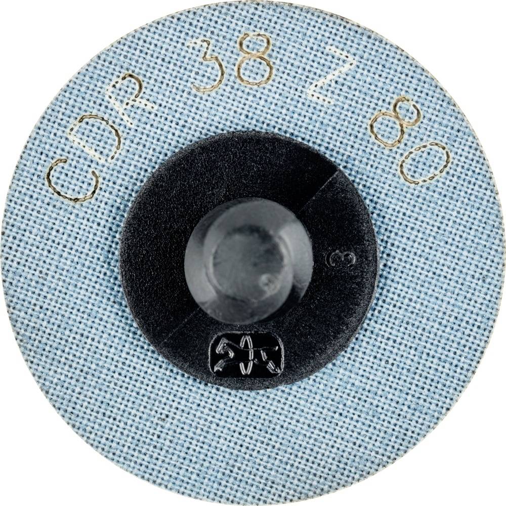 Okrągła nakładka szlifierska z napisem 'CDR 38 Z 80'. Powierzchnia jest niebieska i posiada ciemny centralny pierścień mocujący.