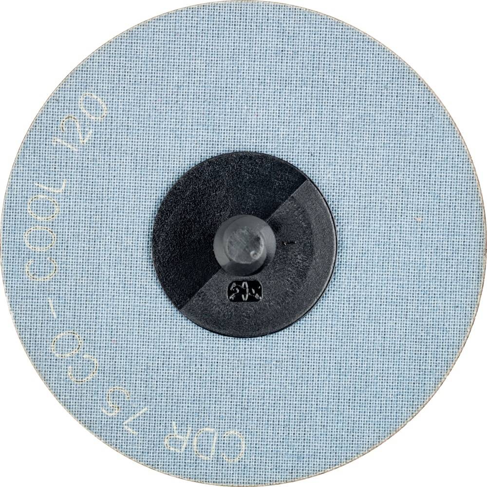 Niebieska tarcza szlifierska z napisem 'COOL 120 CDR 75-50', zamocowana na czarnym uchwycie.