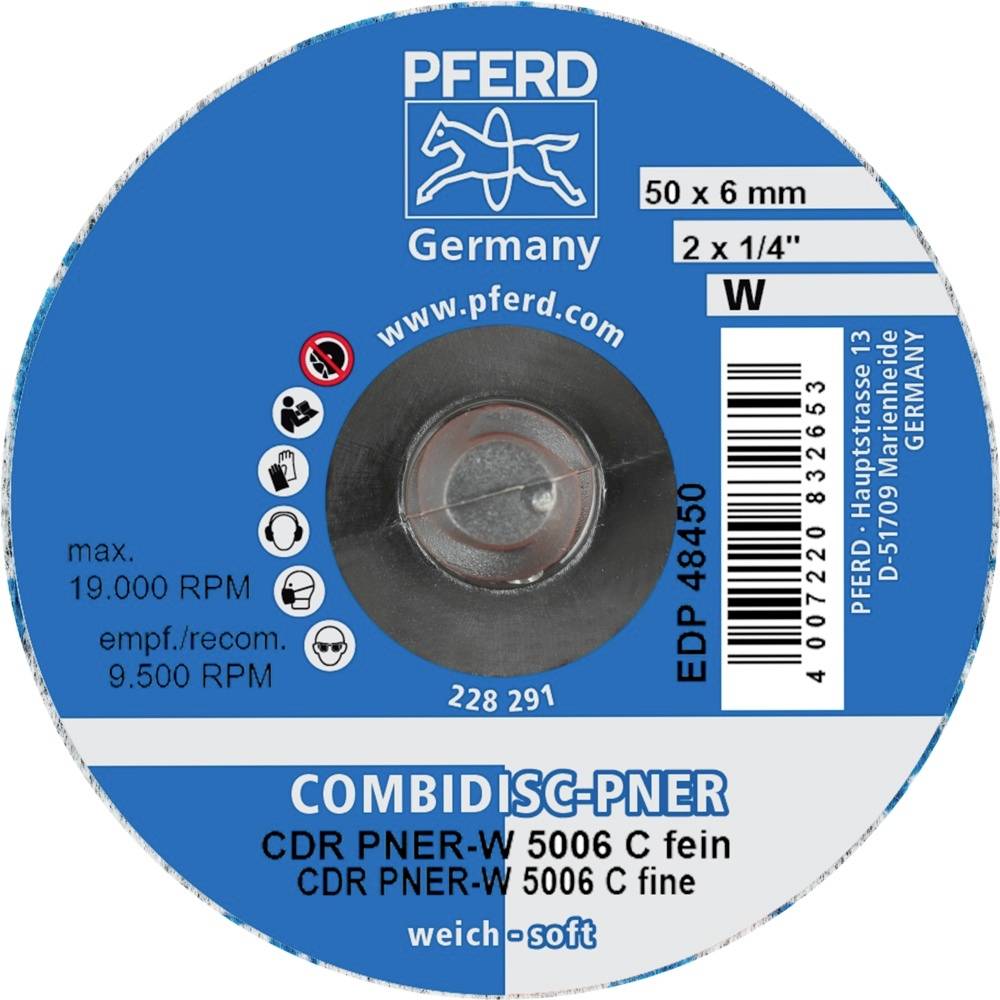'PFERD Germany' Tarcza szlifierska, 50x6mm, Combidsic-PNER, CDR PNER-W 5006 C, maks. 19.000 obr./min, 2x 1/4W, Artykuł EDP 48450, www.pferd.com.