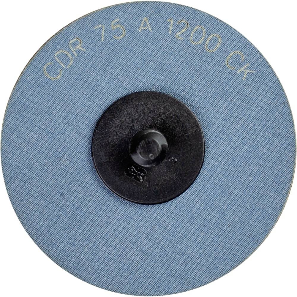 Niebieski talerz szlifierski z czarnym zamknięciem na rzep w środku z napisem 'CDR 75 A 1200 CK'.