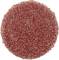 Okrągła, czerwona podkładka ścierna z teksturowaną powierzchnią, używana do wygładzania płaszczyzn w zastosowaniach rzemieślniczych lub przemysłowych.
