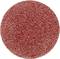 Okrągła, czerwona tarcza szlifierska o szorstkiej powierzchni, stosowana do wygładzania materiałów w pracach rzemieślniczych.