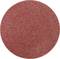 Okrągła tarcza z papieru ściernego, w kolorze czerwonawym, o drobnoziarnistej strukturze.