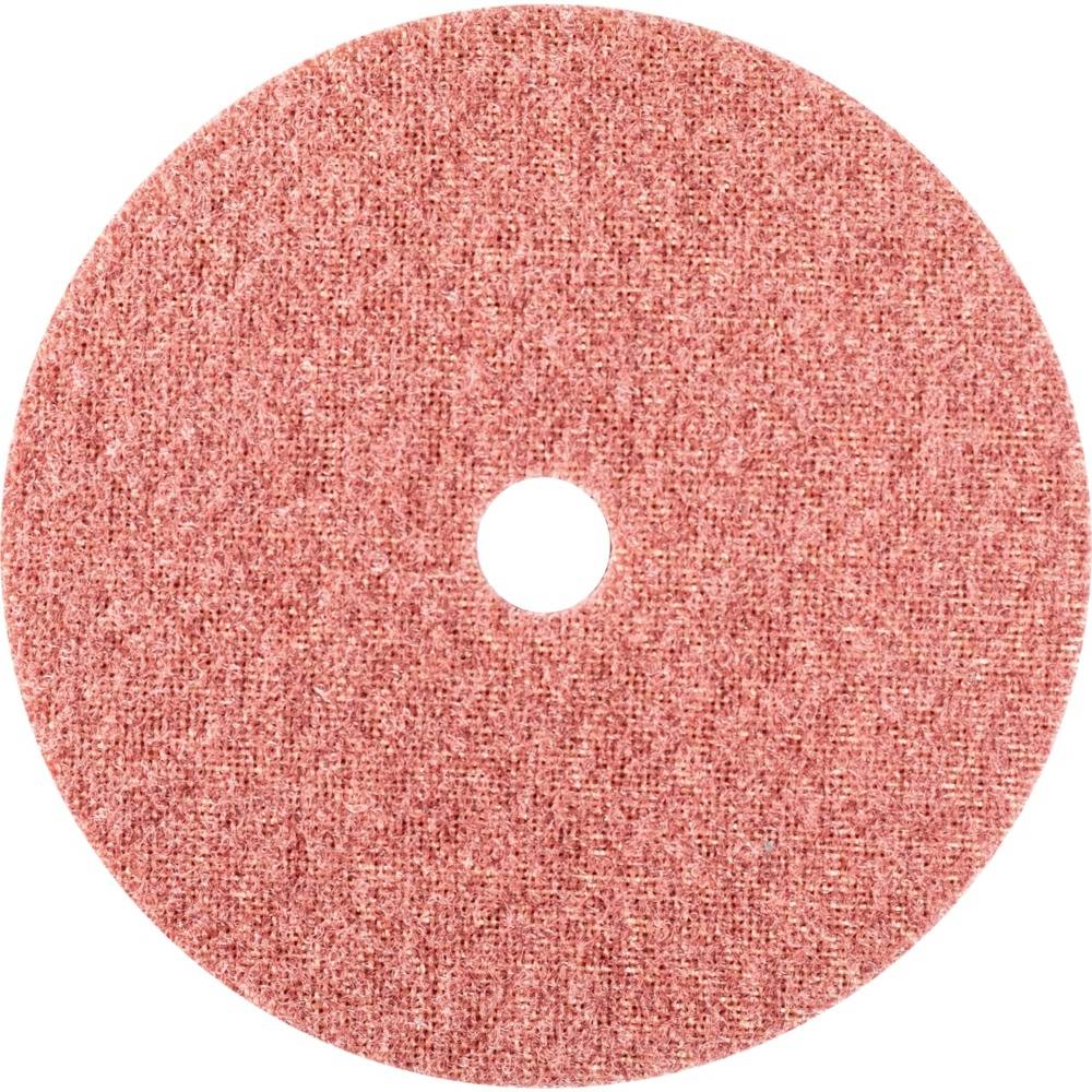 Różowa, okrągła tarcza filcowa z centralnym otworem, stosowana do prac polerskich.